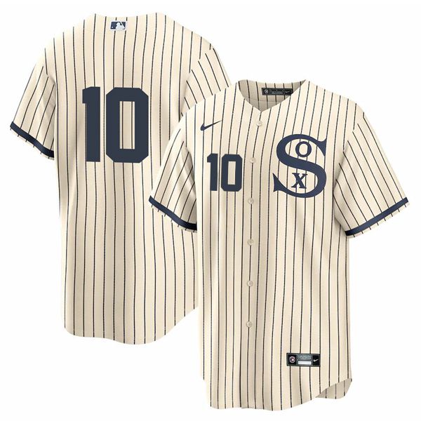 Men Chicago White Sox 10 No Name Cream stripe Dream version Game Nike 2021 MLB Jerseys